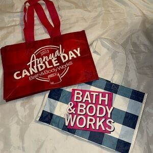 Bath & Body Works Annual Candle Day Tote Bags - Blue Gingham and Red